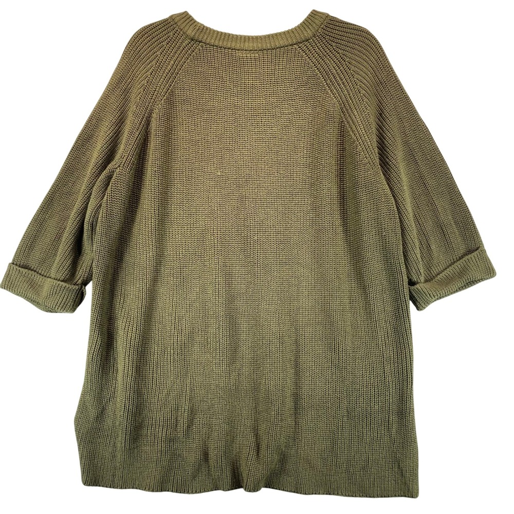 MOTE Olive Green Knit‎ Sweater Tunic Oversized 3/4 Sleeve Drop Waist XX Large - Picture 5 of 7